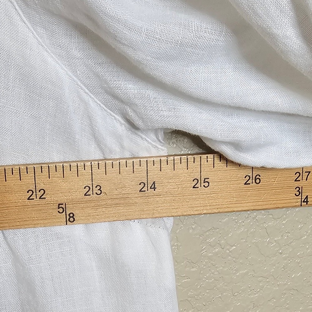 Tahari White 100% Linen Popover V-Neck Tunic Top 3/4 Sleeve Side Button Size 1X - Picture 8 of 8